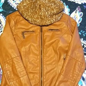 St John's Bay leather jacket w/ hood - Juniors